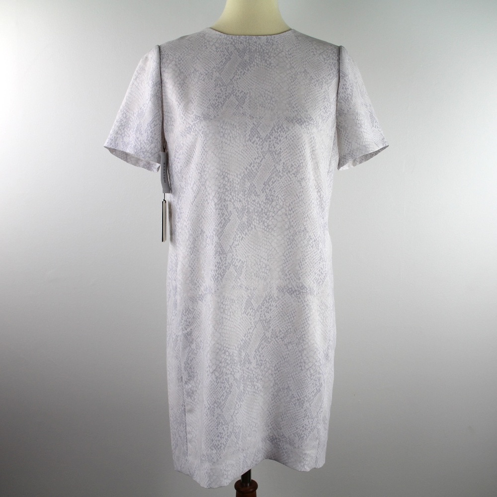 Aritzia Babaton Patricio Crepe Short Sleeve Python Print Mini Dress 10 NWT